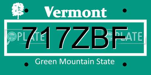 717ZBF Vermont License Plate