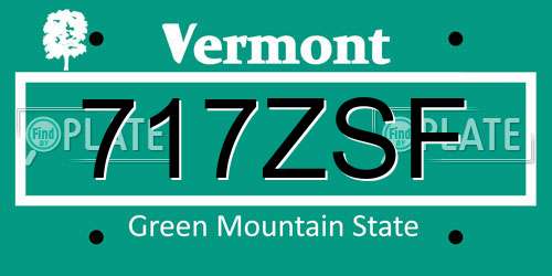 717ZSF Vermont License Plate