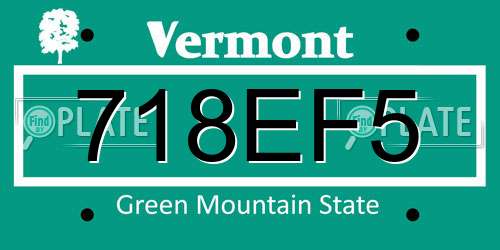 718EF5 Vermont License Plate