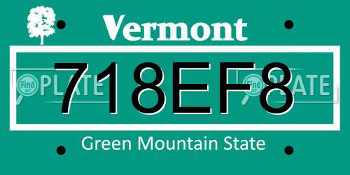 718EF8 Vermont License Plate