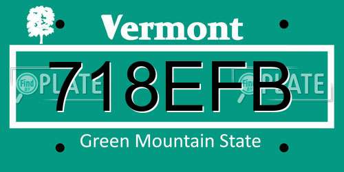 718EFB Vermont License Plate