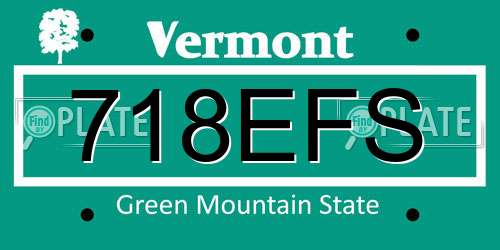 718EFS Vermont License Plate