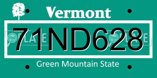 71ND628 Vermont License Plate
