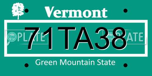 71TA38 Vermont License Plate