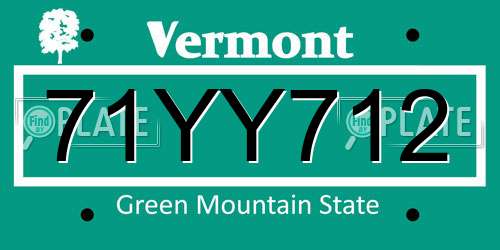 71YY712 Vermont License Plate