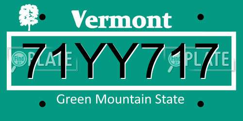 71YY717 Vermont License Plate