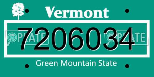 7206034 Vermont License Plate