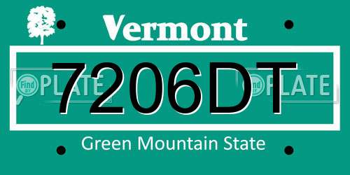7206DT Vermont License Plate