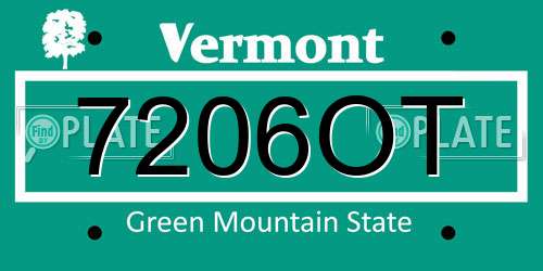 7206OT Vermont License Plate