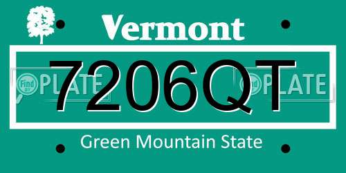 7206QT Vermont License Plate