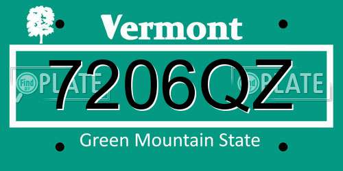 7206QZ Vermont License Plate