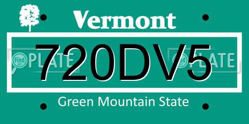 720DV5 Vermont License Plate