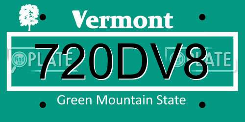 720DV8 Vermont License Plate