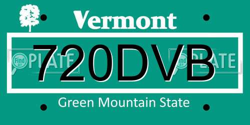 720DVB Vermont License Plate
