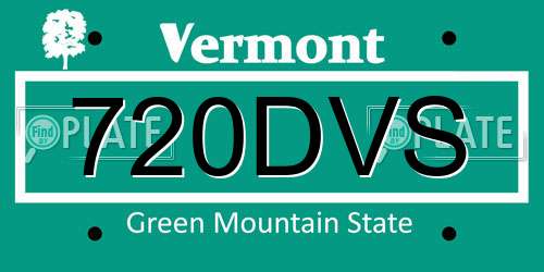 720DVS Vermont License Plate