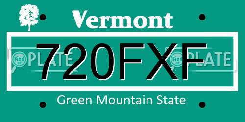 720FXF Vermont License Plate