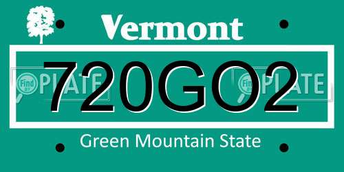720GO2 Vermont License Plate