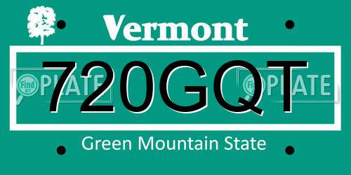 720GQT Vermont License Plate