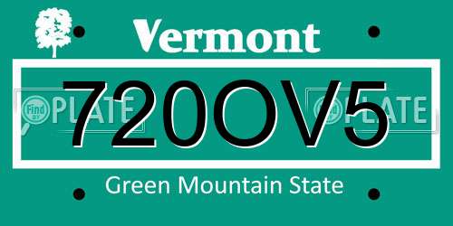 720OV5 Vermont License Plate