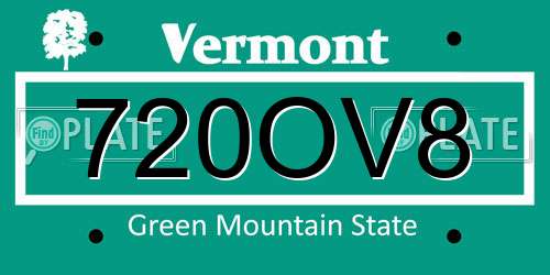 720OV8 Vermont License Plate
