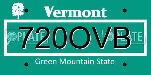 720OVB Vermont License Plate