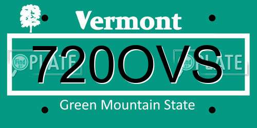 720OVS Vermont License Plate