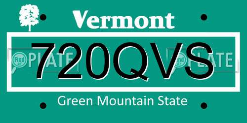 720QVS Vermont License Plate