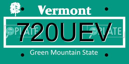 720UEV Vermont License Plate