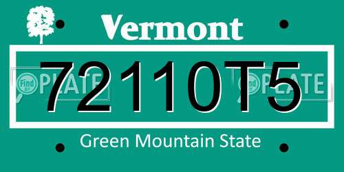 72110T5 Vermont License Plate