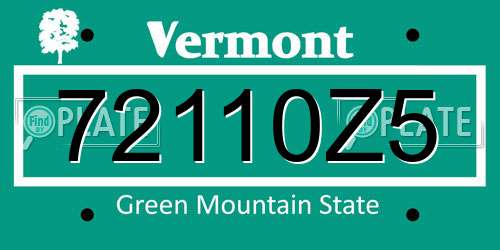 72110Z5 Vermont License Plate