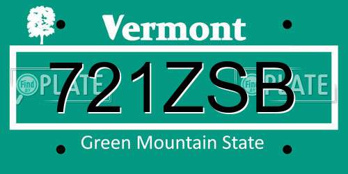 721ZSB Vermont License Plate