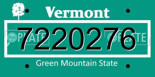 7220276 Vermont License Plate