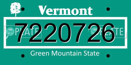 7220726 Vermont License Plate