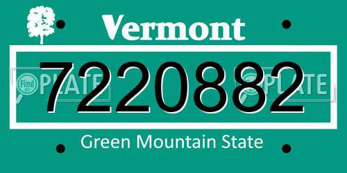 7220882 Vermont License Plate