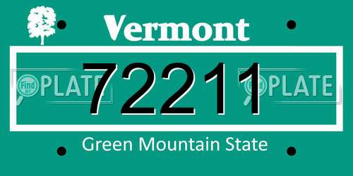 72211 Vermont License Plate