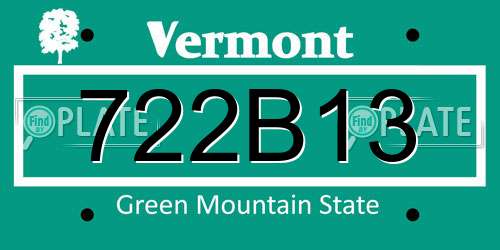 722B13 Vermont License Plate