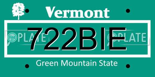 722BIE Vermont License Plate
