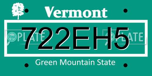 722EH5 Vermont License Plate