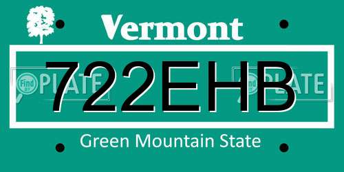 722EHB Vermont License Plate