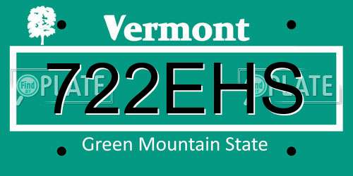 722EHS Vermont License Plate