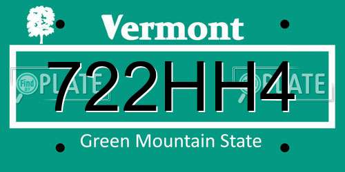 722HH4 Vermont License Plate