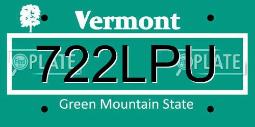 722LPU Vermont License Plate