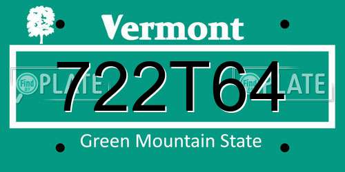 722T64 Vermont License Plate