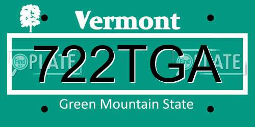 722TGA Vermont License Plate