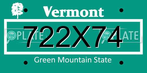 722X74 Vermont License Plate