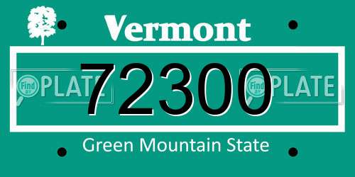 72300 Vermont License Plate
