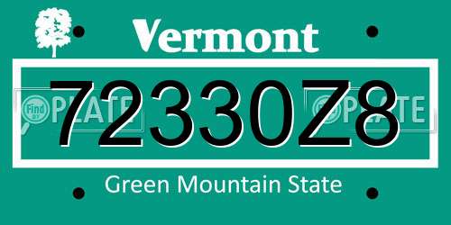 72330Z8 Vermont License Plate
