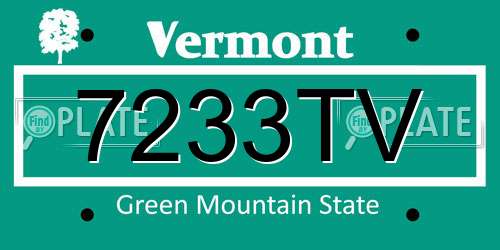 7233TV Vermont License Plate