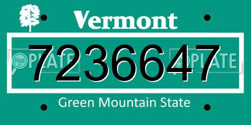 7236647 Vermont License Plate