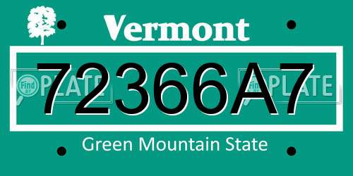 72366A7 Vermont License Plate